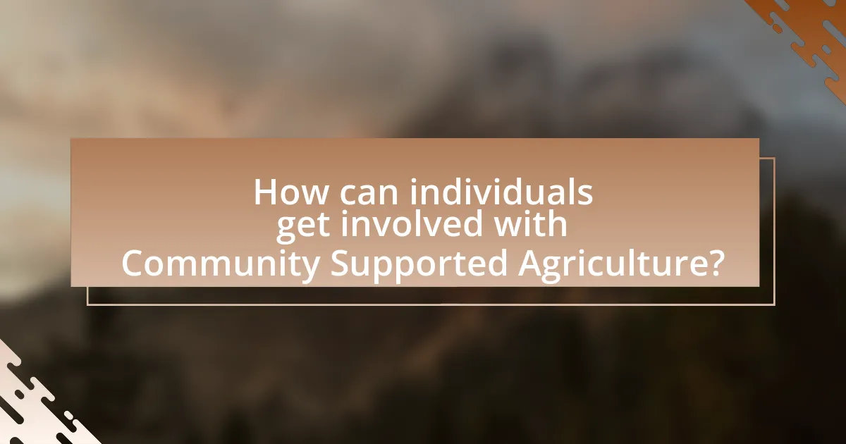 How can individuals get involved with Community Supported Agriculture?