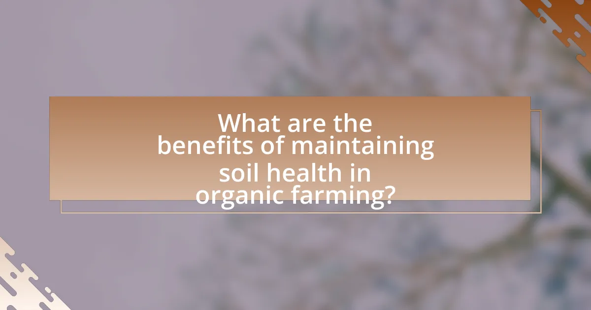 What are the benefits of maintaining soil health in organic farming?