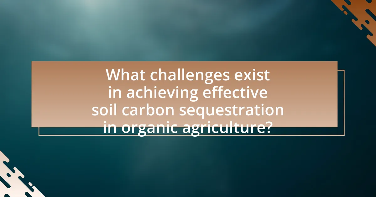 What challenges exist in achieving effective soil carbon sequestration in organic agriculture?