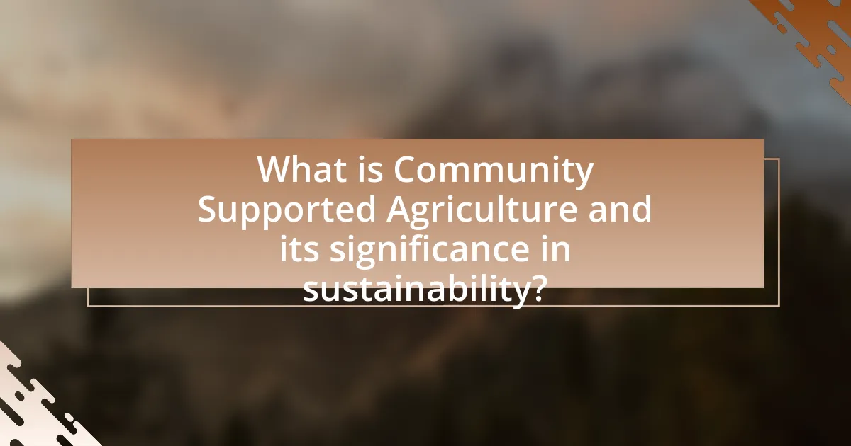 What is Community Supported Agriculture and its significance in sustainability?