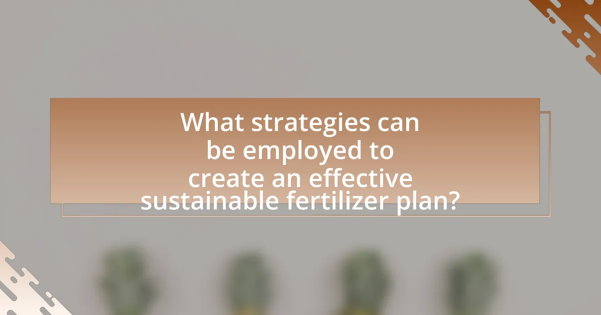 What strategies can be employed to create an effective sustainable fertilizer plan?